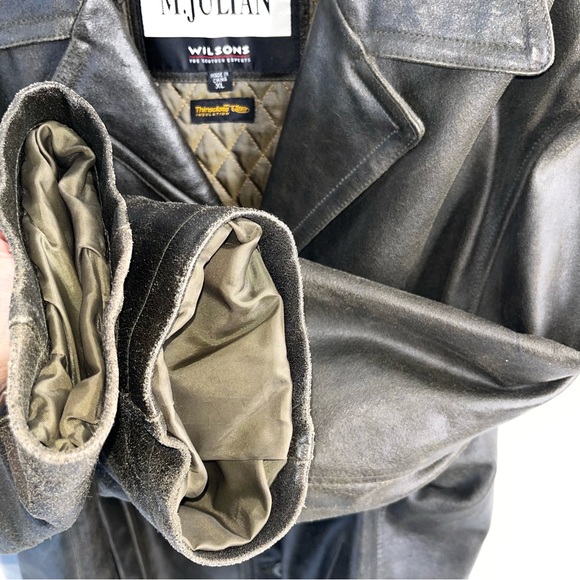 Wilsons Leather M Julian Vintage Men XL Leather Jacket Brown Quilted Lining Vest - Picture 4 of 16